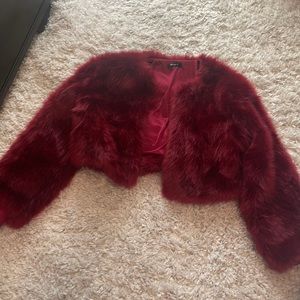 RED FAUX FUR JACKET
